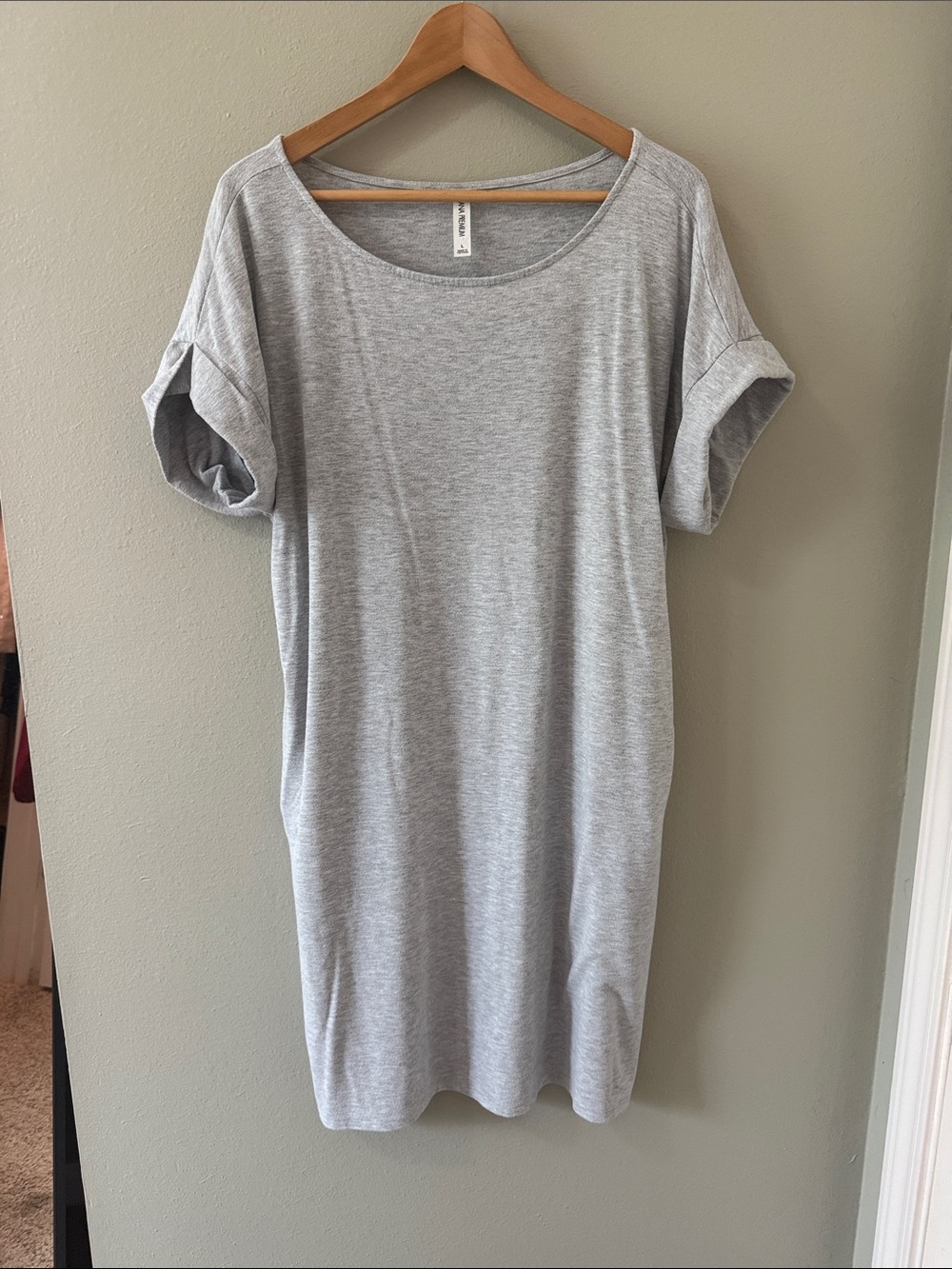 Zena Light Grey Scoop Neck Tunic Dress
